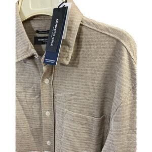 Kenneth Cole Men’s Performance Button Up Shirt M New Gold Super Soft Techni-cole